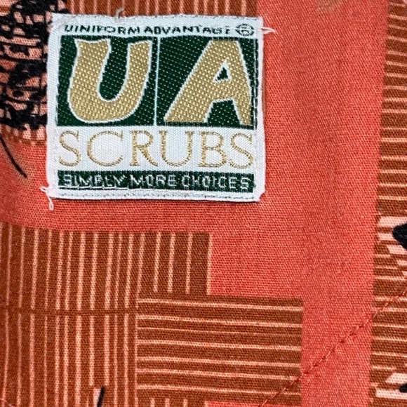 Uniform Advantage Orange Leaf Pattern Scrub Jacket - Picture 2 of 4